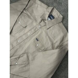 Wrangler MS703KH Men's Khaki Pearl Snap 2XT Western Firm Finish Work‎ Casual